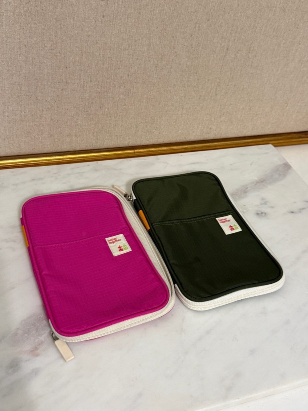 Better Together Pink and Olive Travel Organizer Pouches